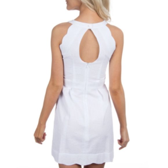 Lauren James White Seersucker Scalloped Dress - Picture 2 of 4
